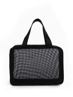 Косметичка-сумка на молнии в сетку, большая, с ручками, чёрная