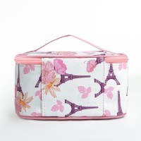 Косметичка на молнии, с ручкой, цвет белый/розовый