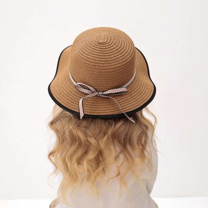 Шляпа для девочки MINAKU "Леди", размер 52-54, цвет бежевый