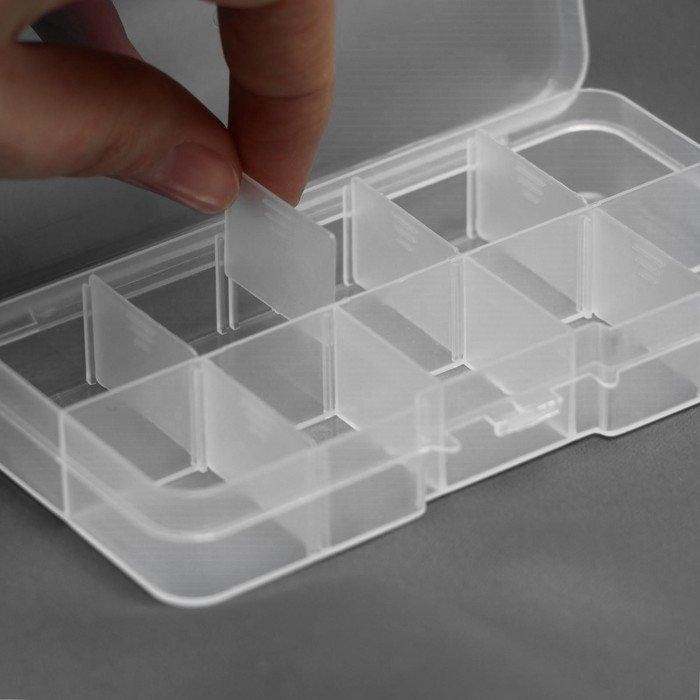 Органайзер для декора, со съёмными ячейками, 8 отделений, 10,5 × 6,7 × 2,2 см, цвет прозрачный