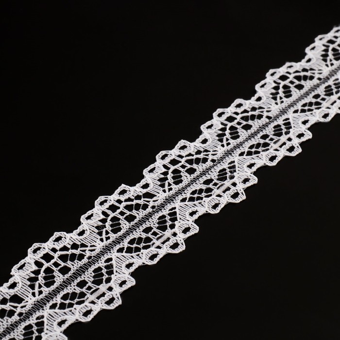 Кружево капроновое, 25 мм × 10 ± 1 м, цвет белый