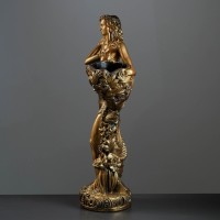 Фигура с кашпо «Лесная фея», 1 л, 36×85×23 см, гипсовая, цвет бронзовый