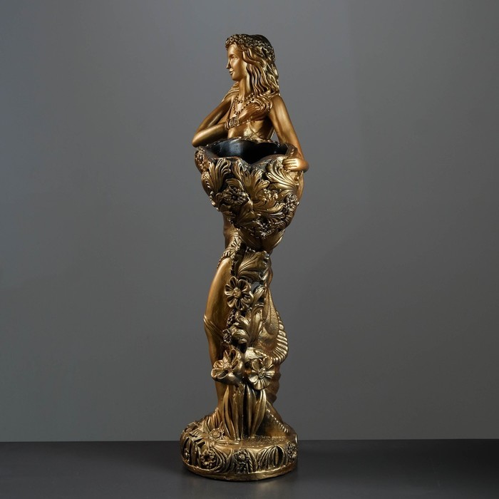 Фигура с кашпо «Лесная фея», 1 л, 36×85×23 см, гипсовая, цвет бронзовый