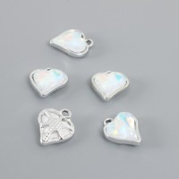 Декор для творчества металл, страз "Сердечко" белый 1,6х1,4 см