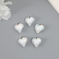 Декор для творчества металл, страз "Сердечко" белый 1,6х1,4 см