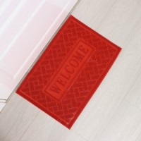 Коврик придверный Доляна Welcome, кирпичики, грязезащитный, 40.5×60.5 см, красный