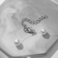 Бусы на леске «Жемчуг» шар №8, белые в серебре, 30 см