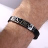 Браслет унисекс «Мощь» прямоугольник с узором, цвет чёрный с серебром, 22 см