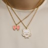 Кулоны парные «Котик с бантиком», 45 см, цвет бело-розовый в золоте
