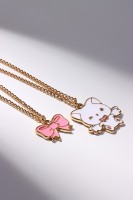 Кулоны парные «Котик с бантиком», 45 см, цвет бело-розовый в золоте