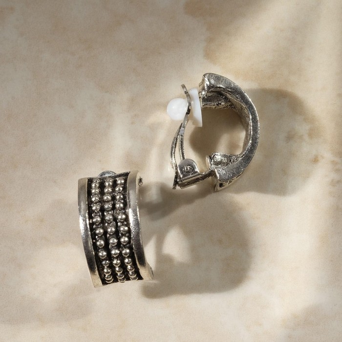 Клипсы для ушей QF «Грейс», шарики, цвет чернёное серебро