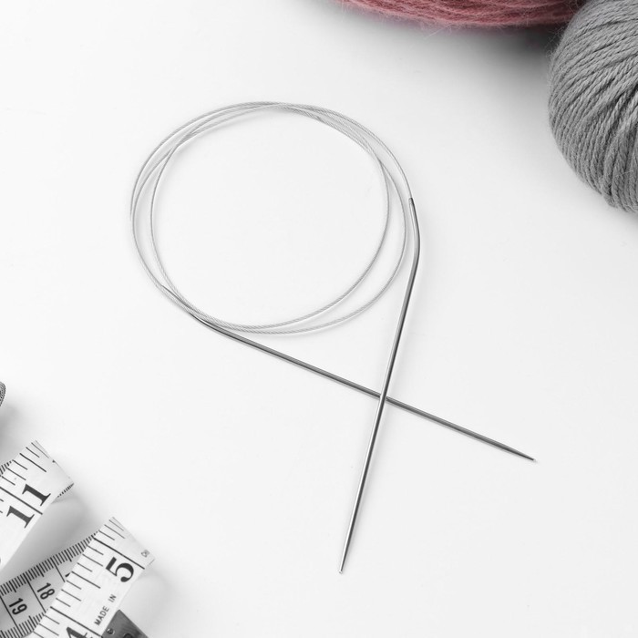 Спицы круговые, для вязания, с металлическим тросом, d = 4,5 мм, 14/100 см