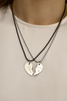 Кулоны парные «Love», 45 см, цвет чёрный/серебряный