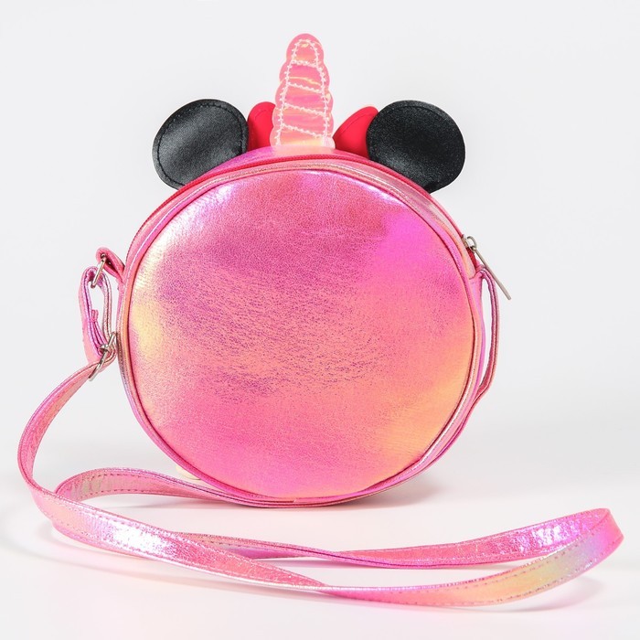 Сумка детская "Единорог" бело-сиреневая. блестящая