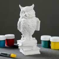 Фигура для раскраски «Мудрый филин» белая, 7×15×6.5 см