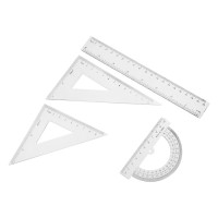 Набор чертёжный Calligrata, 4 предмета (линейка 20 см, угольник 14 см/ 30°, угольник 10 см/ 45°, транспортир), прозрачный