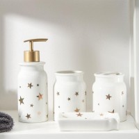 Набор аксессуаров для ванной комнаты «Звёзды», 4 предмета (мыльница, дозатор для мыла 320 мл, 2 стакана 300 мл)