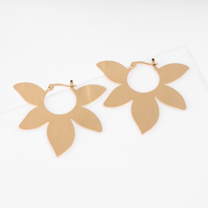 Серьги металл «Блеск» пятилистник мах, цвет золото