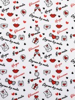 Бумага упаковочная крафт «Я люблю тебя» черный/красный на белом фоне, 0.68×10±5% м, 60 г