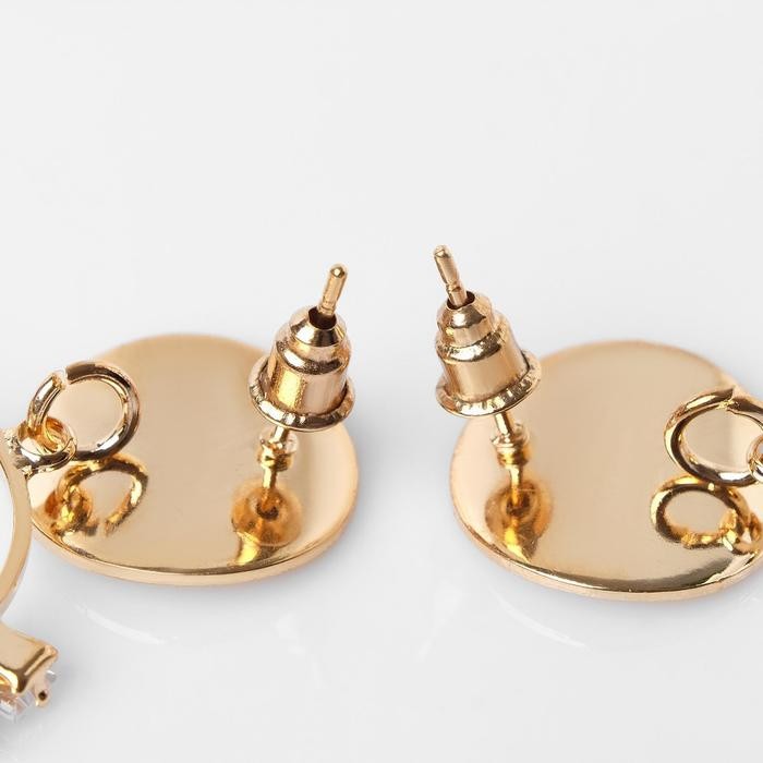 Серьги со стразами «Вспышка» круг, белые в золоте Серьги со стразами «Вспышка» круг, белые в золоте