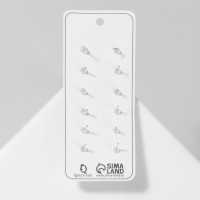 Серьги пусеты QF «Романтика», 6 пар, розочка, цвет чёрно-белый в серебре