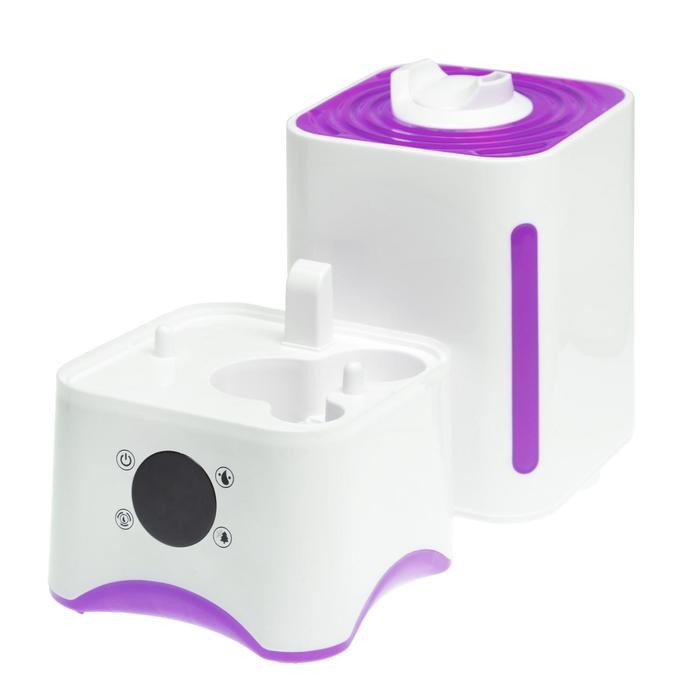 Увлажнитель воздуха Luazon LHU-07, ультразвуковой, 25 Вт, 3 л, 30 м², бело-сиреневый