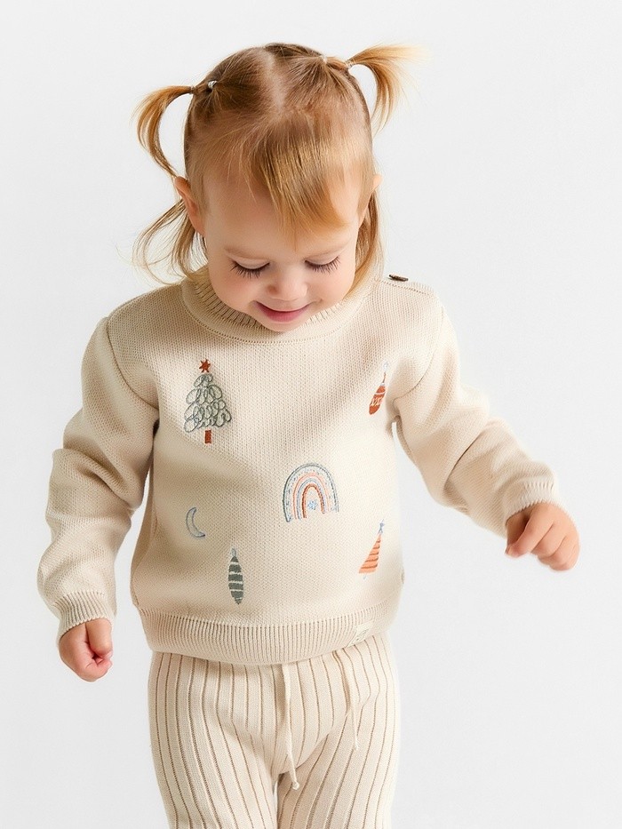 Костюм вязаный детский «Крошка Я. Новогодние игрушки», рост 86-92 см, бежевый
