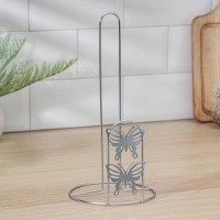 Держатель для бумажных полотенец Доляна «Бабочки», 13×13×27 см, цвет хром