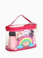 Косметичка на молнии для бассейна, с ручкой, с принтом Happy, розовая