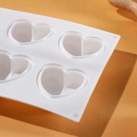 Форма для муссовых десертов и выпечки KONFINETTA «Сердца», 30×17.5×3 см, 8 ячеек (6.2×6 см), силикон, белая