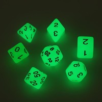 Кости игральные, дайсы для D&amp;D (Dungeons and Dragons, ДнД), D&amp;D, "Сияние", 7 шт, светящиеся