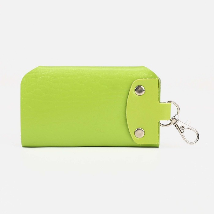 Ключница на кнопках, длина 11 см, 7 карабинов, цвет чёрный