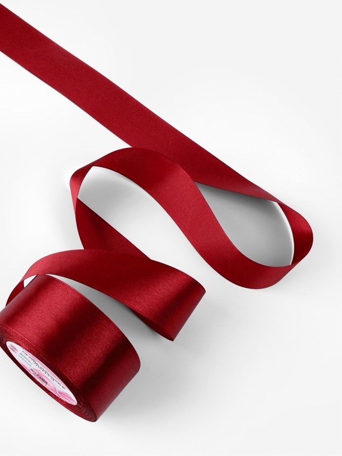 Лента атласная, 40 мм, 23±1 м, бордовая №48