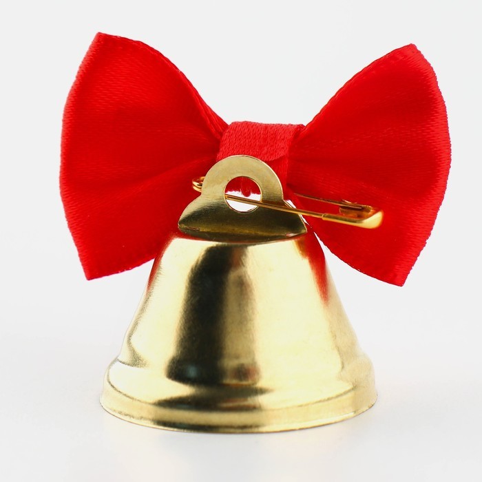 Колокольчик на булавке с бантом на выпускной, красный, d = 2,6 см
