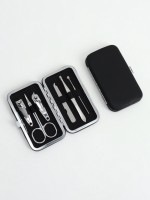 Набор маникюрный, 6 предметов, в футляре, чёрный