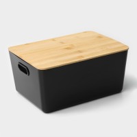 Контейнер для хранения с крышкой LaDо́m «Лаконичность», 31.5×22×15 см, тёмно - серый