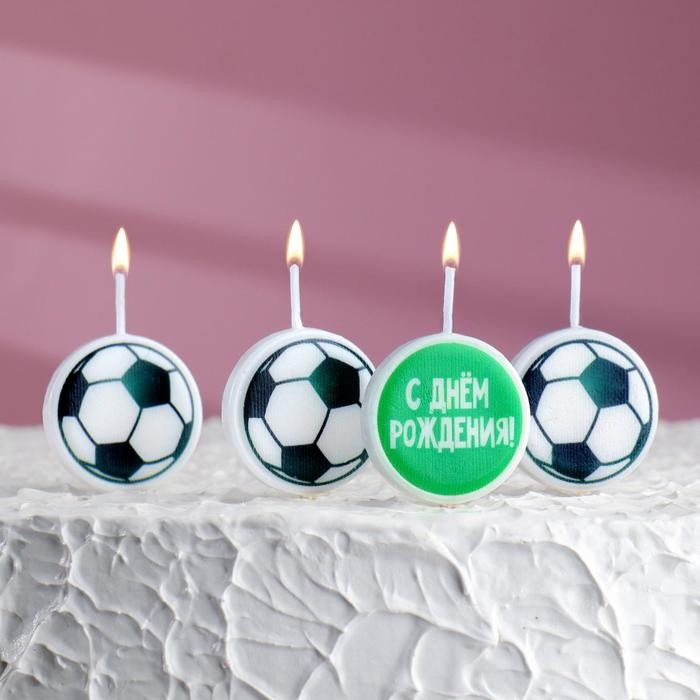 Свечи в торт на шпажках "Футбольные", 6,6х3,8 см, 25 гр, набор 4 шт