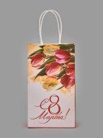 Пакет подарочный крафт «8 марта», 12×21×9 см