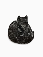 Значок «Котик» с планшетом, цветной в чёрном металле