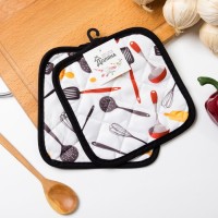 Кухонный набор Доляна «Поварешка»: прихватка 16х16 см - 2 шт, 100% п/э