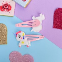 Невидимка для волос "Абель" (набор 2 шт) белый единорог, 5 см