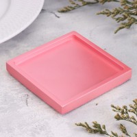 Подсвечник квадратный из гипса,10х1,5см,розовый