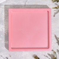 Подсвечник квадратный из гипса,10х1,5см,розовый