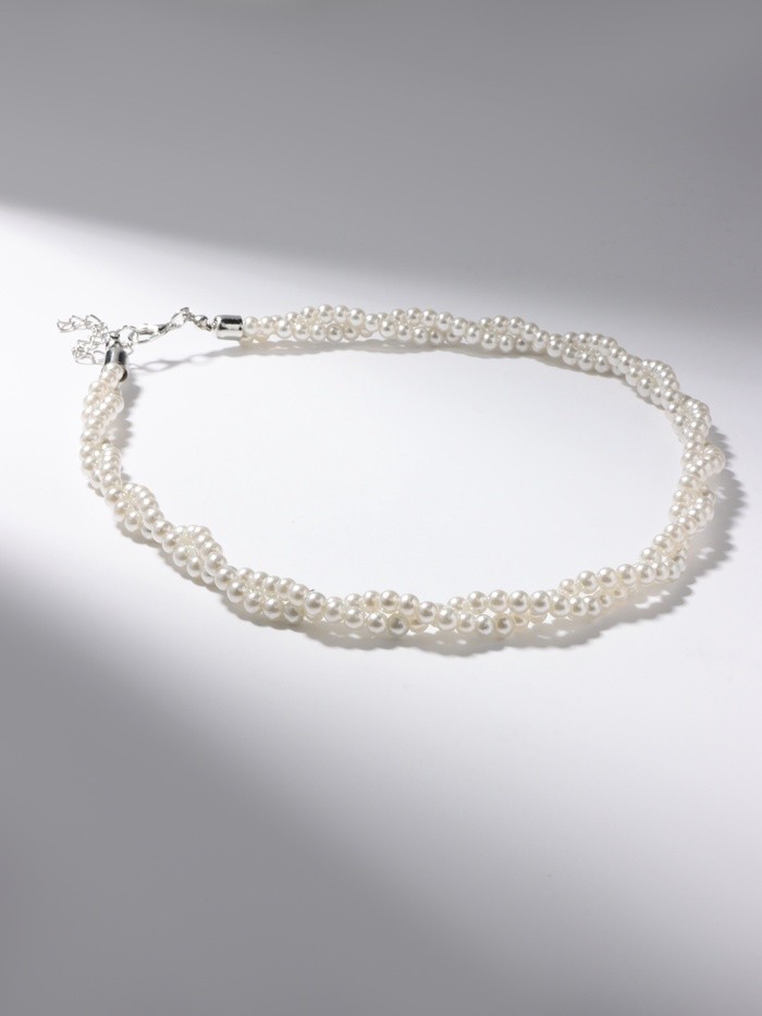 Бусы «Переплетение» с жемчугом, цвет белый, 45 см
