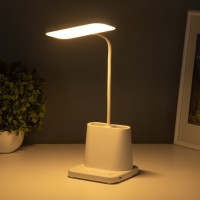 Светильник настольный с подставкой под телефон и ручки, 2 отсека, 5 Вт LED USB 2700-6500К