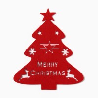 Декор столовых предметов новогодний "Елка" цвет красный 20х17см 100%п/э, фетр