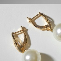 Серьги с жемчугом «Виноград» гроздь с нотой, цвет белый в золоте