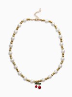 Набор 2 предмета: серьги. кулон «Вишня» жемчуг, цветной в золоте