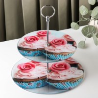 Блюдо 2-х ярусное Доляна «Маффин», d=25/20 см