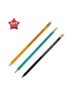 Набор карандашей чернографитных Calligrata, 3 штуки, HB, с ластиком, шестигранные, пластиковые, МИКС